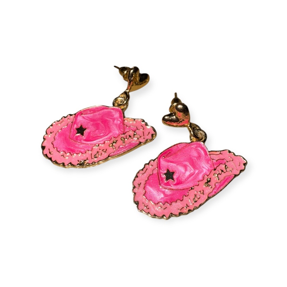 Pink Cowboy Hat Earrings